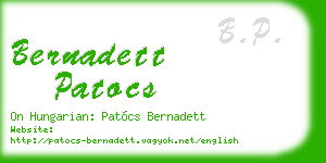 bernadett patocs business card
